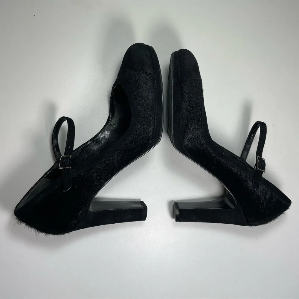 Lauren Ralph Lauren black cowhide black suede Mary Janes pumps Size 6 - Picture 4 of 10